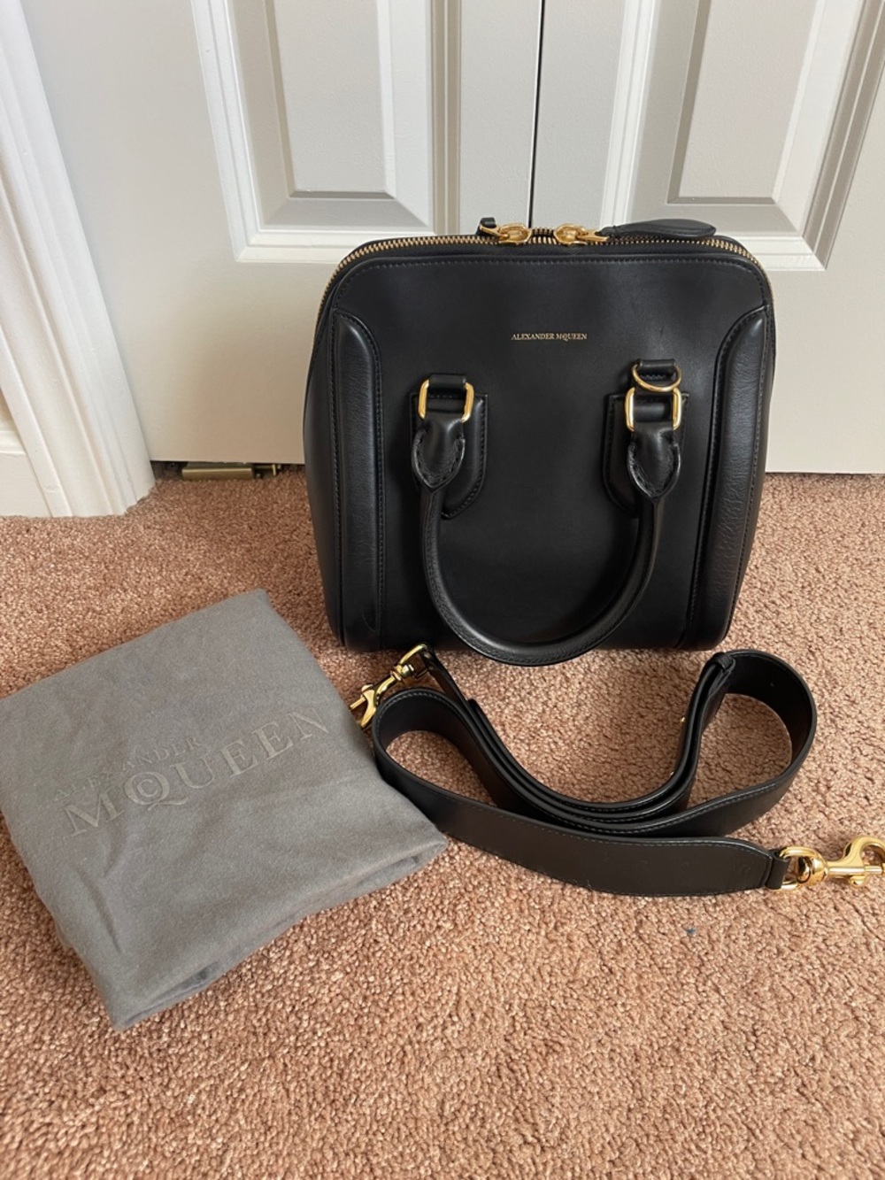 Alexander McQueen Black Heroine Bag with Gold Hardware/Shoulder strap